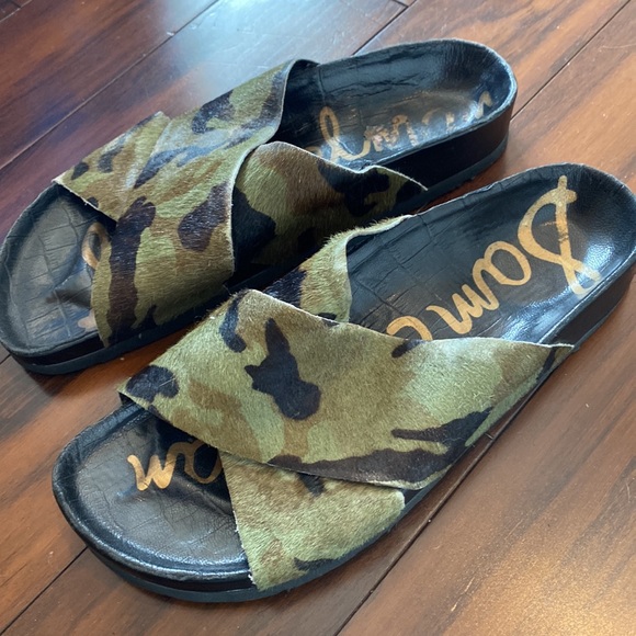 Sam Edelman army print pony hair sandals - Picture 3 of 3